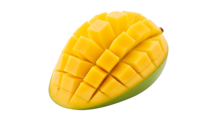Fresh ripe mango cut into cubes a tropical fruit shot