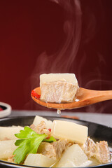 Beef Brisket and Yellow Turnip Stew with Fresh Herbs - Traditional Comfort Food