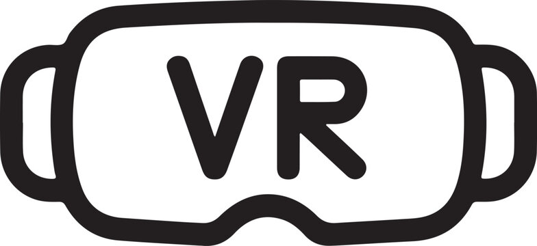 Simple outline icon of vr headset with vr text inside