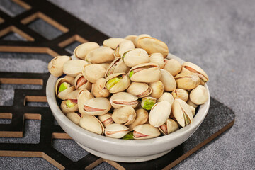 Fresh Roasted Pistachios in White Bowl - Healthy Daily Snack Food Photography