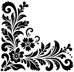 Elegant floral corner flourish adds vintage charm to designs