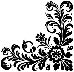 Elegant black floral flourish design adds decorative vintage charm to any project