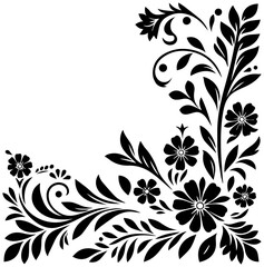 Elegant floral corner flourish enhances design projects with classic beauty