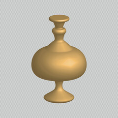 Vector illustration of a large golden vase with rounded body and elegant neck. Perfect for luxury design, decor, and interior projects.