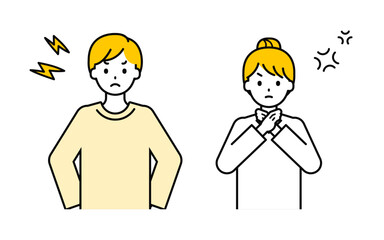 シンプルな大人の男女_怒る