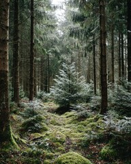 Obraz premium Winter Forest Path With Soft Light