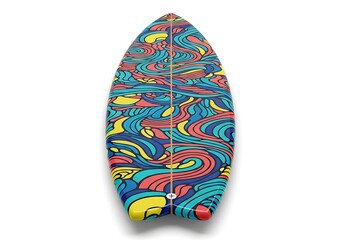 Vibrant Colorful Surfboard Design with Abstract Wave Pattern