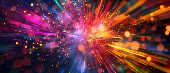 Fototapeta premium Vibrant light streaks exploding from central point