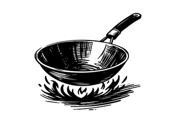 Wok hand drawn vector illustration