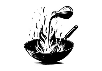 Wok hand drawn vector illustration