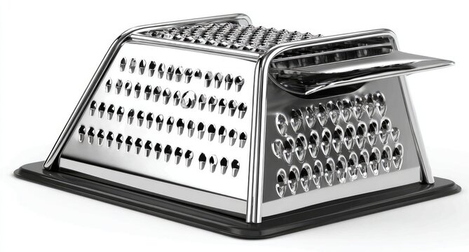 Stainless steel cheese grater, angled, with tray
