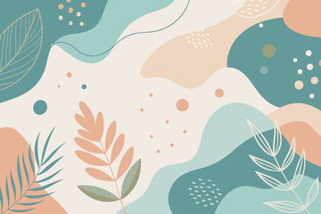 Naklejka premium Stunning organic shapes and leaves create a vibrant modern background for creative projects and designs