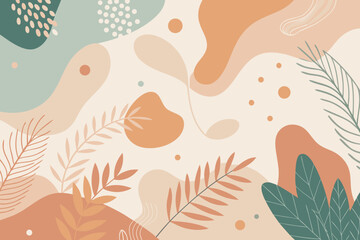 Modern botanical background with earthy tones creates a peaceful, organic feel for your design projects