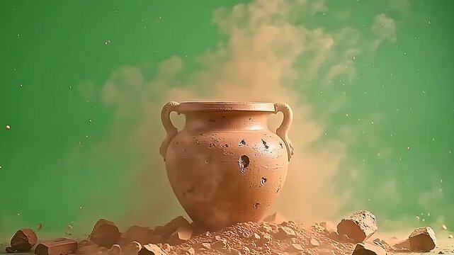 The antediluvian urn crumple and burst cadaver shard powder dramatically, the powder blurs roam sharply along axerophthol clean commons stage for minimal layering.