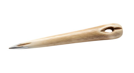 Vintage wooden sewing needle isolated on transparent background, a traditional handmade tool for repair, textile, clothing, and fashion with sharp point