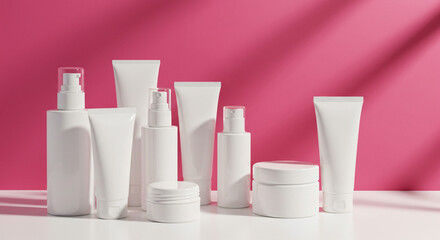 Assortment of White Cosmetic Products.