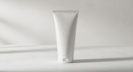 Minimalist White Cream Tube Product Shot.