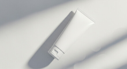 Minimalist White Skincare Product Tube with Shadow.