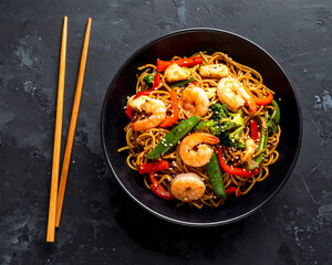 Indonesian fried noodles or mie goreng