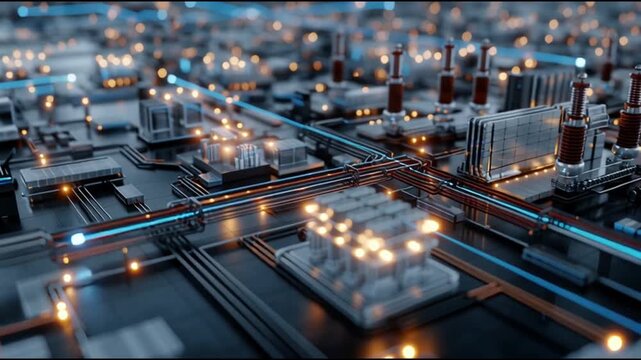 Agentic AI autonomous innovation. AI agent innovation. Intelligent automation smart system. A close-up of a futuristic circuit board with glowing elements.