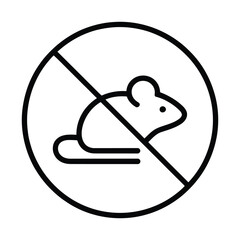 No mice allowed symbol with a mouse silhouette inside a circle with a diagonal line silhouette