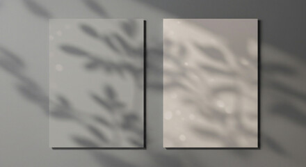 Two Blank Posters with Leaf Shadows.