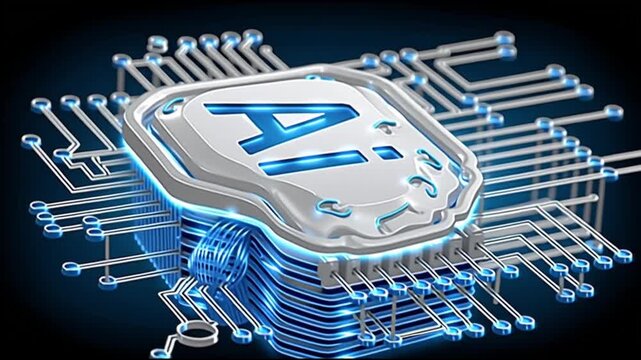 Agentic AI autonomous innovation. AI agent innovation. Intelligent automation smart system. Futuristic AI logo design with circuit elements and blue accents.