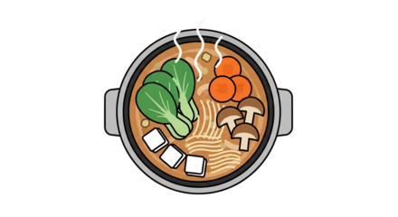 Vegetable Soup in Pot with Carrots Mushrooms and Greens Hot Steaming Healthy