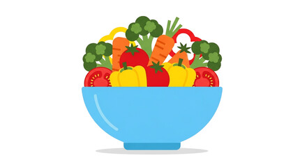 Colorful Vegetable Salad in Blue Bowl Fresh Healthy Vegetarian Food