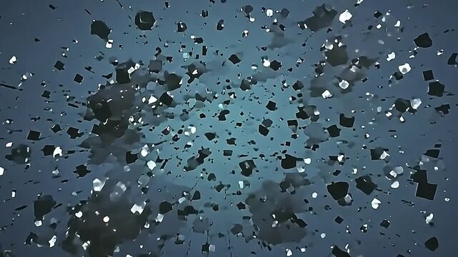 The display fractures with explode pixel glitch screen effects, pixelated fragments scattering vividly on a smooth green background for layered video production.