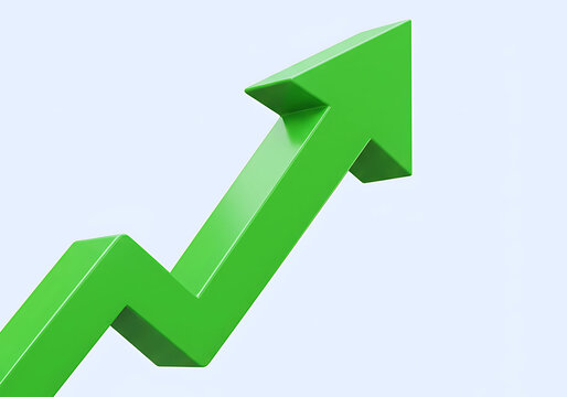 Green Growth Arrow 3D Icon.
