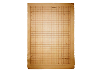 Antique graph paper with large square grid patterns and subtle aging marks, isolated on transparent or white background