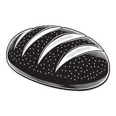 black Bakery Fresh Bread  Silhouette Vector, High Quality Illustration on White Background