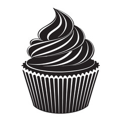 black Cupcake Wrapper Silhouette Vector, High Quality Illustration on White Background