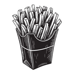 black french fries Silhouette Vector, High Quality Illustration on White Background