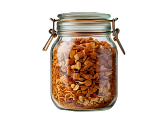 Cereal in Glass Jar isolated on transparent or white background