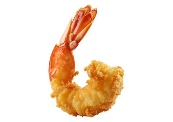 Delicious single tempura prawn over isolated on transparent or white background