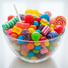 colorful candies in a glass bowl