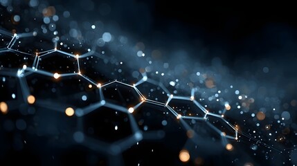 Hexagonal network structure with glowing nodes