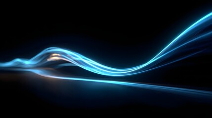Blue light wave on black background