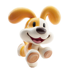 Happy Cartoon Puppy Jumping 3D Render.