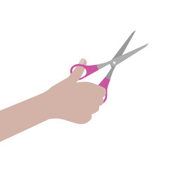 Hand Holding Kitchen Scissors Vector Illustration