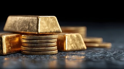 Gold bars and coins