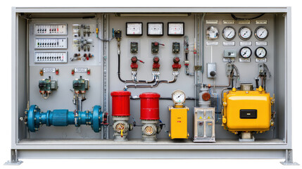 Fototapeta premium Pumping machine control panel background isolated on a Transparent background, PNG file.