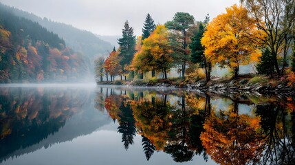 Autumn Lake Reflection