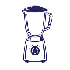 Hand drawn illustration of a modern kitchen blender isolated on a white background