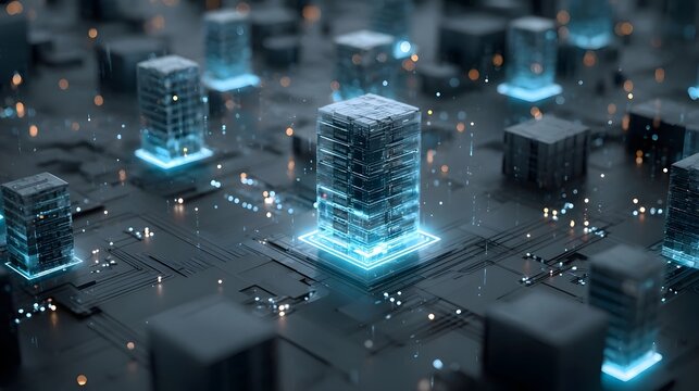 Digital server network futuristic tech