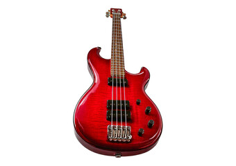Obraz premium Red bass guitar part isolated on transparent or white background