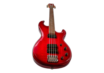 Red bass guitar part isolated on transparent or white background