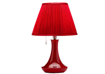 Red table lamp isolated on transparent or white background